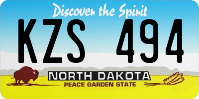 ND license plate KZS494