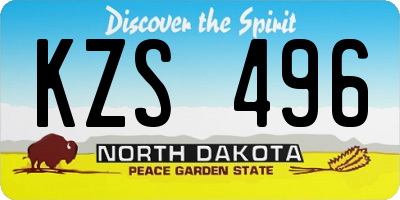 ND license plate KZS496