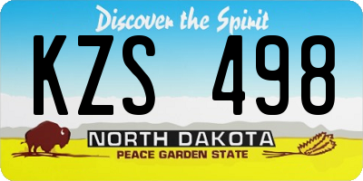ND license plate KZS498