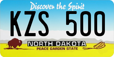 ND license plate KZS500