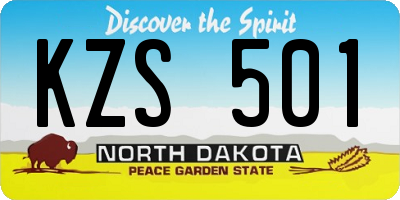 ND license plate KZS501