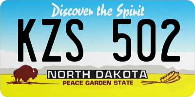 ND license plate KZS502