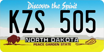 ND license plate KZS505