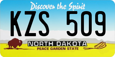 ND license plate KZS509