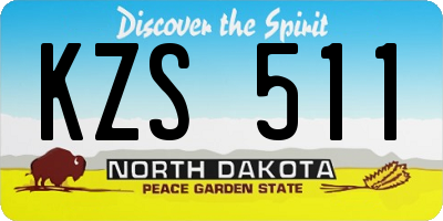 ND license plate KZS511