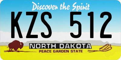 ND license plate KZS512