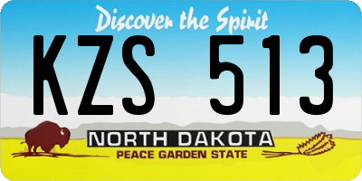 ND license plate KZS513