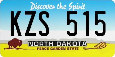 ND license plate KZS515