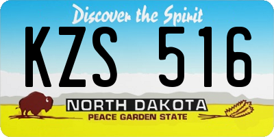 ND license plate KZS516