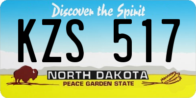 ND license plate KZS517