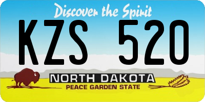 ND license plate KZS520