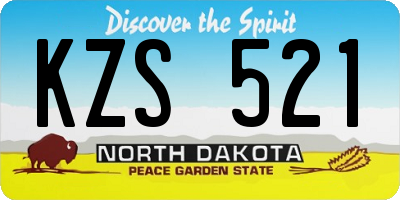 ND license plate KZS521