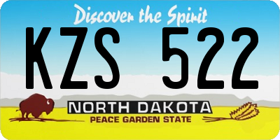 ND license plate KZS522