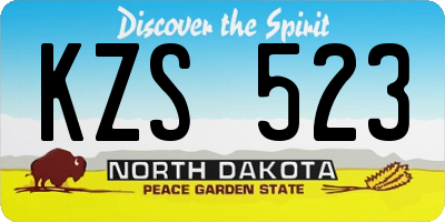 ND license plate KZS523