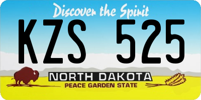 ND license plate KZS525