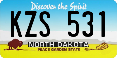 ND license plate KZS531
