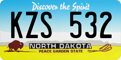 ND license plate KZS532