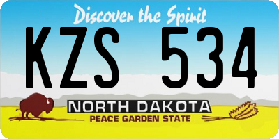 ND license plate KZS534