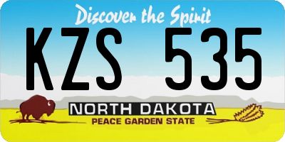 ND license plate KZS535