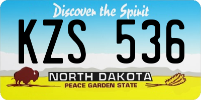 ND license plate KZS536