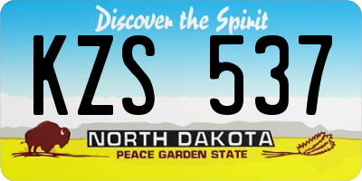 ND license plate KZS537