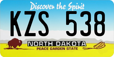 ND license plate KZS538