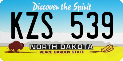 ND license plate KZS539