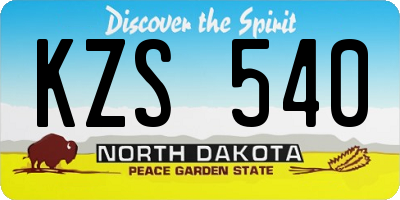 ND license plate KZS540