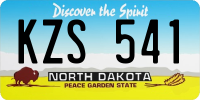 ND license plate KZS541