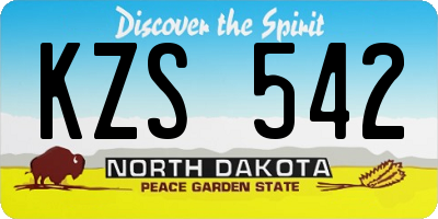 ND license plate KZS542