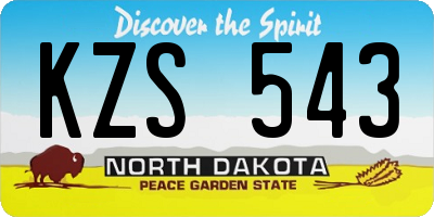 ND license plate KZS543
