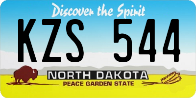 ND license plate KZS544