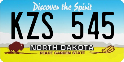 ND license plate KZS545
