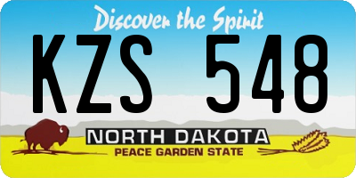 ND license plate KZS548