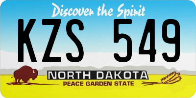 ND license plate KZS549