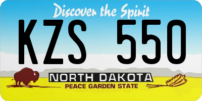 ND license plate KZS550