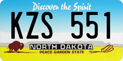 ND license plate KZS551