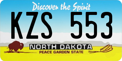 ND license plate KZS553