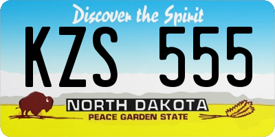 ND license plate KZS555