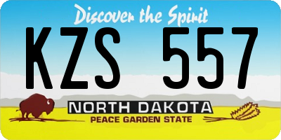 ND license plate KZS557