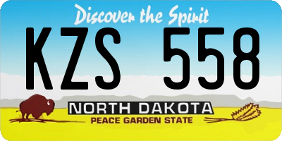 ND license plate KZS558