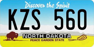 ND license plate KZS560