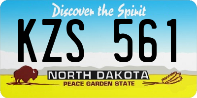 ND license plate KZS561