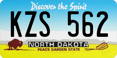 ND license plate KZS562