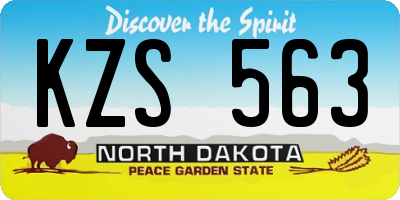 ND license plate KZS563