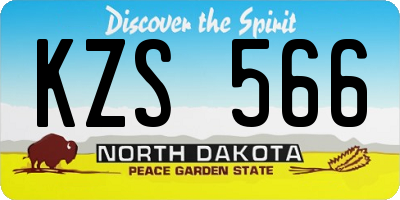 ND license plate KZS566