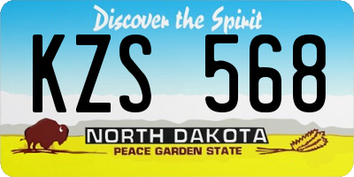 ND license plate KZS568