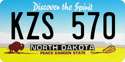 ND license plate KZS570