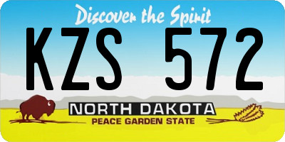 ND license plate KZS572