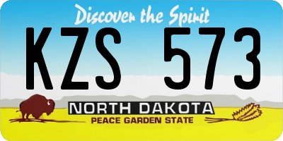 ND license plate KZS573